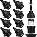 Zevnico 8 Pack E26 E27 Light Sockets, Black Medium Screw Base with Shade Ring, Retro Period Style Edison Lamp Holder, Replacement DIY Making Light Bulb Socket Cover Pendant Lamp Holder Keyless Lamp