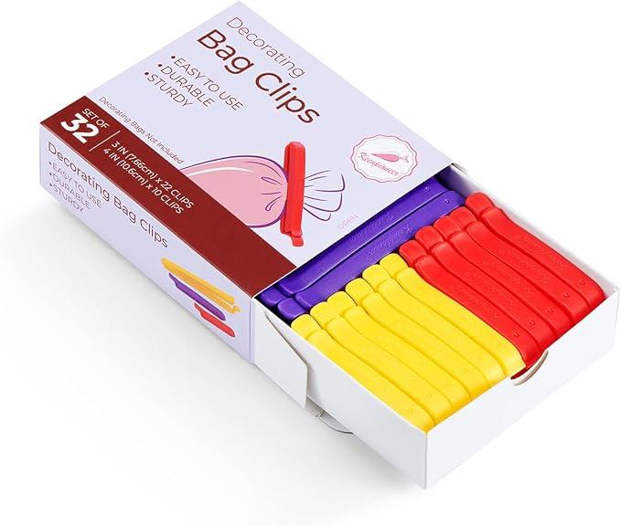 Bag Sealing Clips 32 Pack 3 inch and 4 inch Multicolor | Food & Snack Storage Use, gripstick, icing cookie supplies
