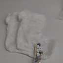 AISENO 2 Pack 18 Inch Snowy White Christmas Stockings Faux Fur Christmas Stockings Hanging Ornaments Candy Gift Bags for Christmas Decorations