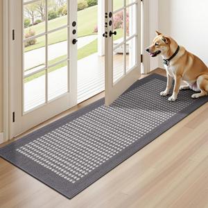 Ileading Laundry Room Runner Rug 2x5ft Non Slip Farmhouse Kitchen Floor Mats with Rubber Backing Machine Washable Indoor Doormat Low-Profile Carpet for Hallway Entryway (Grey)