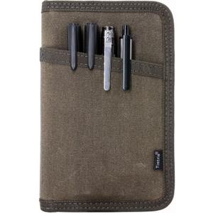 Tintris Journal Cover for Field Notes Notebooks Moleskine Cahier 3.5 x 5.5 with zipper pen holder, Water Resistant Pocket Notebook Cover for Journal Notebook planner, Classy Waxed Canvas, Olive