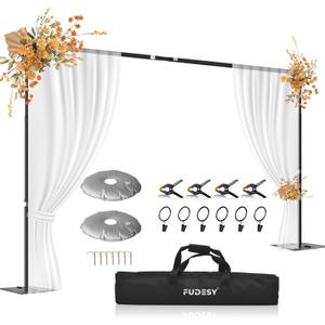 FUDESY Backdrop Stand Heavy Duty, 8.5x10ft Adjustable Photo Background Pipe and Drape Backdrop Stand Kit with Metal Base for Photography Parties Birthday Video Studio