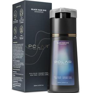 POLAR HAIR CARE Polar Haircare - Hair Dye Shampoo for Gray Hair for Women & Men (Jet Black) Natural Hair Dye Kit - Semi Permanent Hair Dye Shampoo - Vegan Hair Dye USA, 6.76 Fl Oz