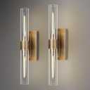 Modern Brass and Glass Wall Sconces, 24" Vanity Lights for Bathroom 2 Lights, Horizontal or Vertical Linear Wall Sconce,Indoor Sconces Wall Lighting,Bathroom Wall Sconce Set of Two, 2 Pack