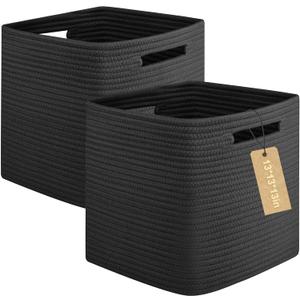 OIAHOMY Storage Cubes, 13 Inch Cube Storage Organizer, Collapsible Storage Bins, Baskets for Organizing, Storage Bins for Shelves-Black, 2-Pack