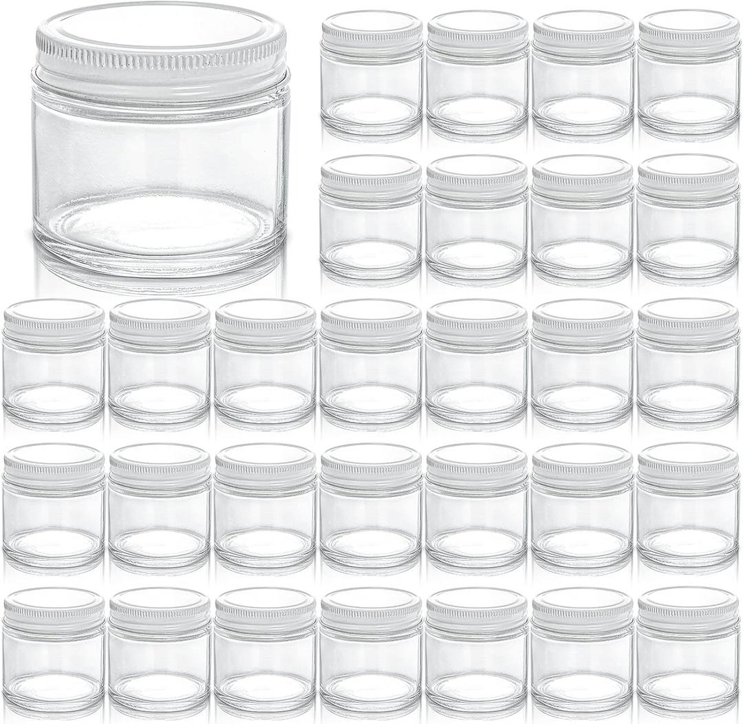 TOPZEA 30 Pack Small Glass Jars with Lids, 2 Oz Round Clear Straight Sided Canning Jars Spice Jars Mason Jars Food Container for Cream, Lotions, Ointments, Herbs, Spices and Wedding Favor