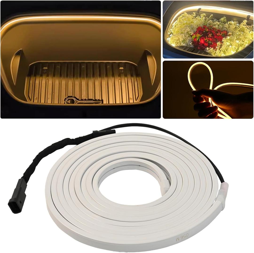 AUTOXBERT Front Trunk LED Light Strip for Tesla Model 3 Y 2021 2022 2023, Warm White Frunk Led Ambient Lighting 12 V, 110 Inch Flexible Waterproof LED Strip Light(Warm White)