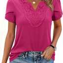 siliteelon Women Dressy Casual Blouses Short Sleeve Shirts V Neck Trendy Spring Clothes Vacation Boho Tops (Pink, S)