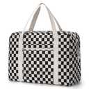 ELONGRIVER Travel Duffel Bag Foldable Weekender Overnight Bag for Men Women Lightweight Carry on Tote Bag For Spirit Airlines Black Corduroy Check