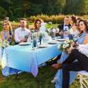 Cheerland Fabric Tablecloth Iridescent Party Decorations Confetti Table Cover for Birthday Party Decorations Iridescent Party Supplies Wedding Table Decorations