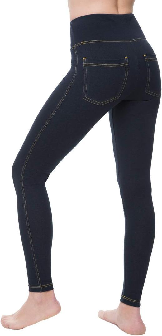 Nirlon Women's Jeggings High Waist Tummy Control Jean Leggings with Pockets for Women (10)