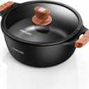 ITSMILLERS Nonstick Stock Pot, 6.5 Qt Soup Stock Pot with Strainer Lid, Induction Cooking Pot with Visible Lid for Pasta,Spaghetti, Ceramic Casserole Makes for Effortless Cleanup