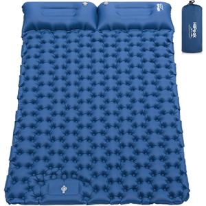 HiiPeak Sleeping Pad - Ultralight Inflatable Sleeping Mat with Built-in Foot Pump, Durable Compact Waterproof Camping Air Mattress for Camping, Backpacking, Hiking, Tent Trap Traveling (Blue Double)