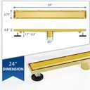 Neodrain 24-Inch Gold Linear Shower Drain with Tile Insert Cover, Golden 304 Stainless Steel Rectangle Shower Floor Drain, Linear Drain with Leveling Feet, Hair Strainer, CUPC Certified