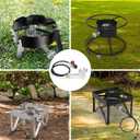 High Pressure Cast-Iron Propane Burner Head, Propane Cooking Burner with 20 PSI Adjustable High Pressure Propane Regulator with Hose and Brass Fitting, Quemadores De Gas propano for Outdoor Cooking