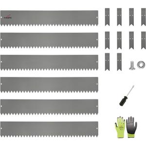 A ANLEOLIFE 6 Pack 40" LX 6" H Galvanized Steel Garden Landscape Edging, Powder Coated Bendable Hammer-in Lawn Border with Gloves and 10 Stakes (20FT Total) (6 inch Tall, Quartz Grey)