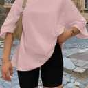Trendy Queen Womens Oversized T-Shirts Short Sleeve Crew Neck Summer Tops (Pink, XS)