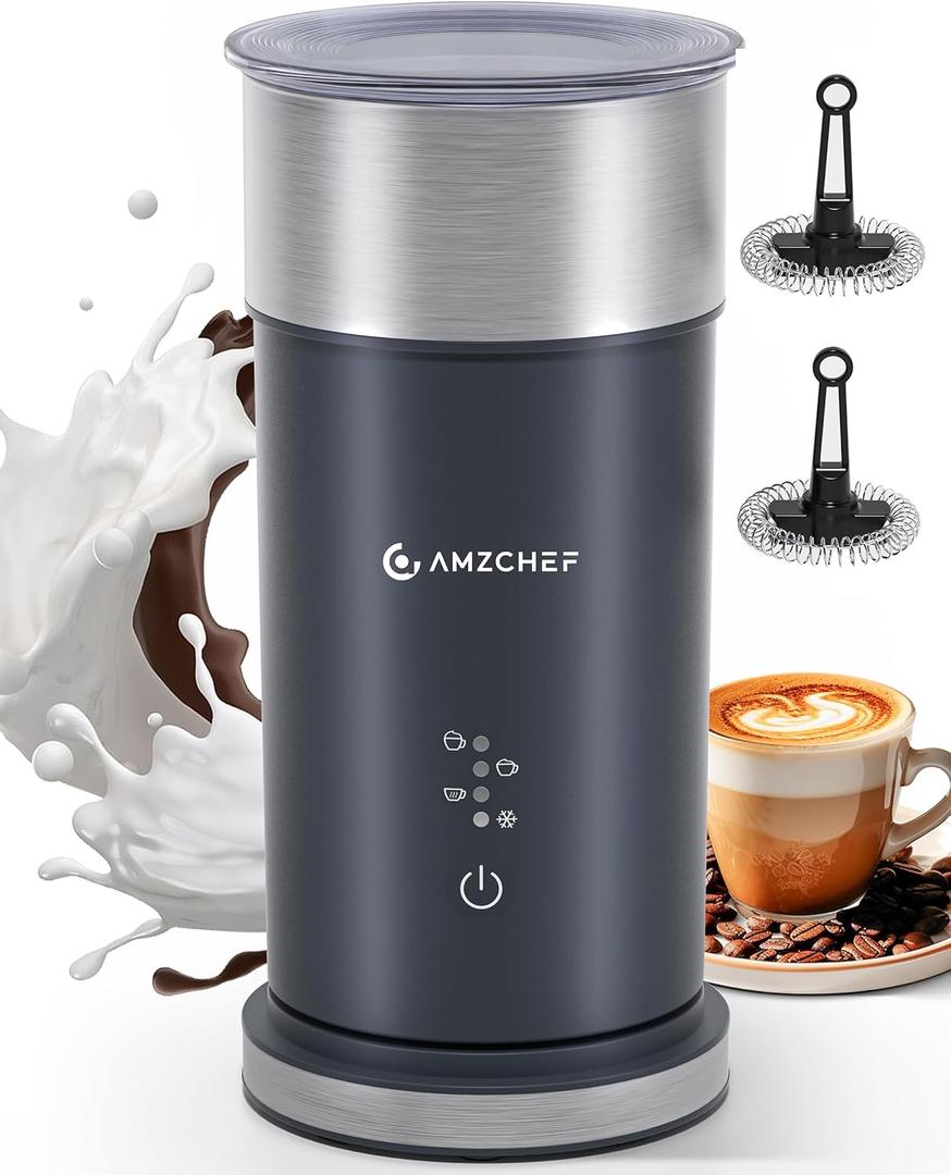 IPX6 Waterproof Electric Milk Frother and Steamer  4-in-1 Coffee Frother for Hot & Cold Foam, Single-Button Control, Quick 80s Frothing, Milk Steamer for Lattes & Cappuccinos