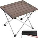 Grope Portable Camping Table with Aluminum Table Top, Folding Beach Table Easy to Carry, Prefect for Outdoor, Picnic, BBQ, Cooking, Festival, Beach, Home (Coffee-S)
