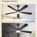 Fanbulous 52 Inch Ceiling Fans with Lights and Remote, Stepless Color Temperature Change & Dimmable 20W LED Ceiling Fan, 6 Speeds Reversible Quiet DC Motor for Bedroom, Living Room, Apartment, Black
