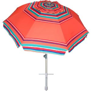 AMMSUN 7ft Heavy Duty HIGH Wind Beach Umbrella with sand anchor Vent Tilt Sun Shelter, UV 50+ Protection Portable Outdoor Sunshade Umbrellas Carry Bag for Patio Garden Pool Backyard Rust Red