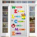 Cinrobiye Welcome Window Door Clings Stickers,Welcome Poster for Classrooms Door Decorations Back to School Party Teachers Supplies for Preschool Kindergarten Elementary Wall Glass Blackboard Decor