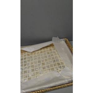 47th & Main Woven Rattan Capiz Shell Inlay Basket Tray Home Dcor for Table, Set of 2, Geometric
