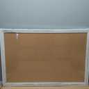 Cork Board Bulletin Board, 36" x 24" Corkboard for Wall, Rustic White Wooden Frame, Hanging Pin Board for Home & Office Decor, 10 Push Pins
