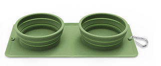 Collapsible Portable 2-in-1 Dog Bowl, Integrated Travel Dog/Cat Food Water Bowl, Silicone Foldable Expandable Bowl with Carabiner - Anti-Spill and Anti-Skid - for Camping/Traveling LPFLASAT