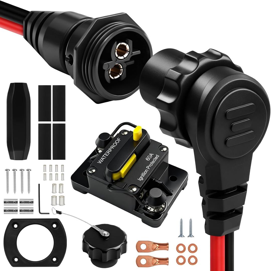 MKR-27 60 AMP Circuit Brea ker 1865115 &1865120 MKR-28 Trolling Motor Plug for Minn Kota Freshwater and Saltwater Marine Battery Boat Accessory Waterproof 12V 24V 36V 48V