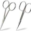 BEZOX Small Scissors 2 PCS Set - Nail Cuticle Scissors/Manicure Scissors Kit - Straight and Curved Blade Beauty Scissor for Beard/Mustache, Nose Hair, Ear Hair, Eyelashes and Eyebrow Trimming