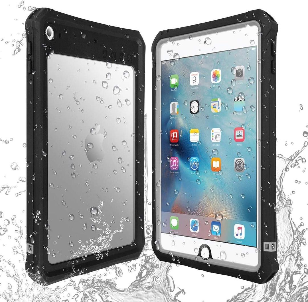AICase IPad Mini 4/IPad Mini 5 Waterproof Case, High Touch Sensitivity ID IP68 360 Degree Shockproof Protective Cover with Kickstand (Black)