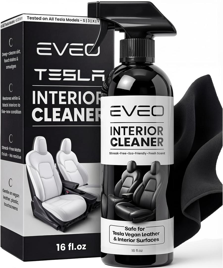 EVEO TESLA Interior Cleaner Kit - (16oz) Tesla Model Y Juniper Accessories & Tesla Model 3 Accessories | Tesla Seat Cleaner, Car Interior Cleaner - Car Leather Cleaning | Tesla Model S 3 X Y 2026