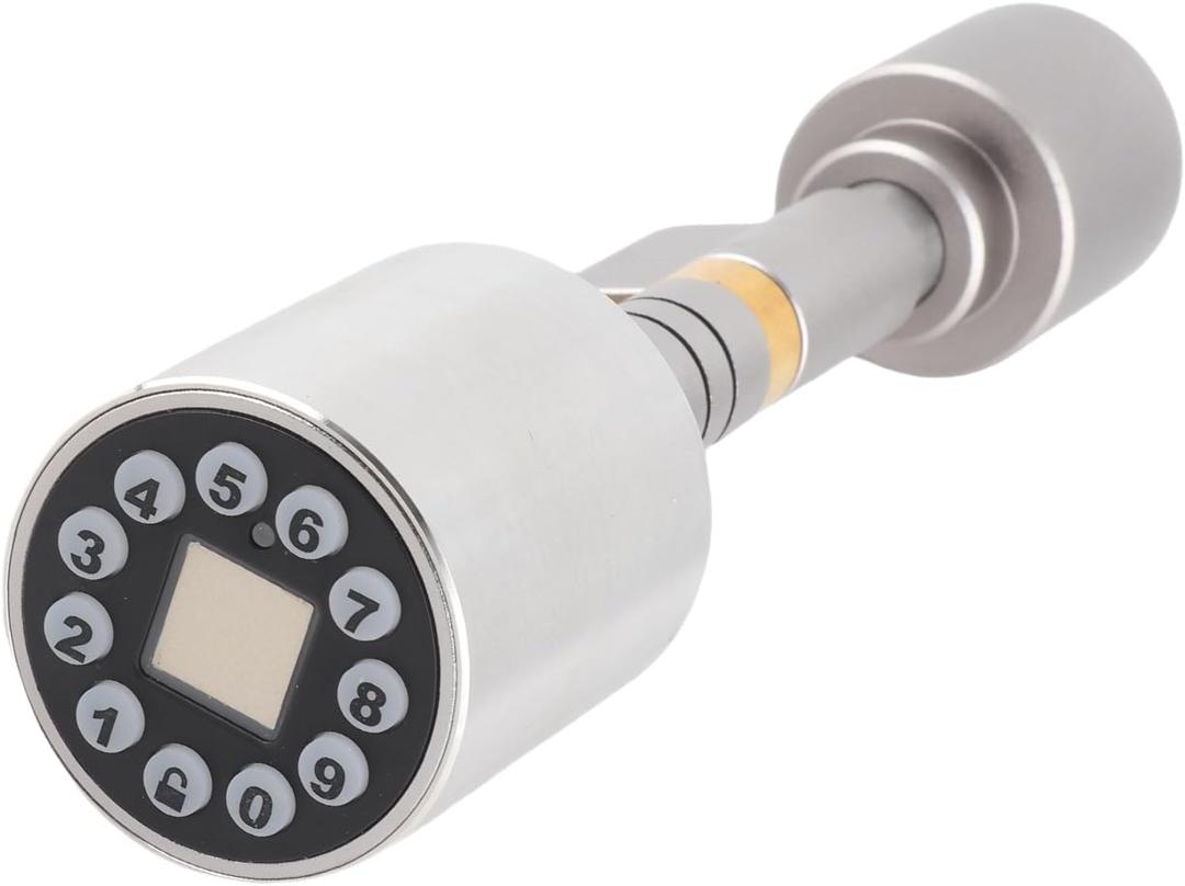 Asixxsix Cylinder Lock, Brass Lock Cylinder Support Fingerprint Bluetooth APP Password Key Unlocking 100pieces Fingerprint Capacity Keyless Entry Smart Door Lock for Office