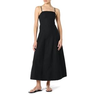 The Drop Women's Daphne Square Neck Linen Maxi Dress (XX-Large, Black)