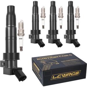 LCWRGS Set of 4 Ignition Coil Pack and Iridium Spark Plugs Fits for 2.4 L4 Hyundai Sonata Santa Fe Sport Tucson Genesis Equus Kia Optima Sorento Sportage 2011 2012 2013 2014 2015 2016 Replaces# UF611
