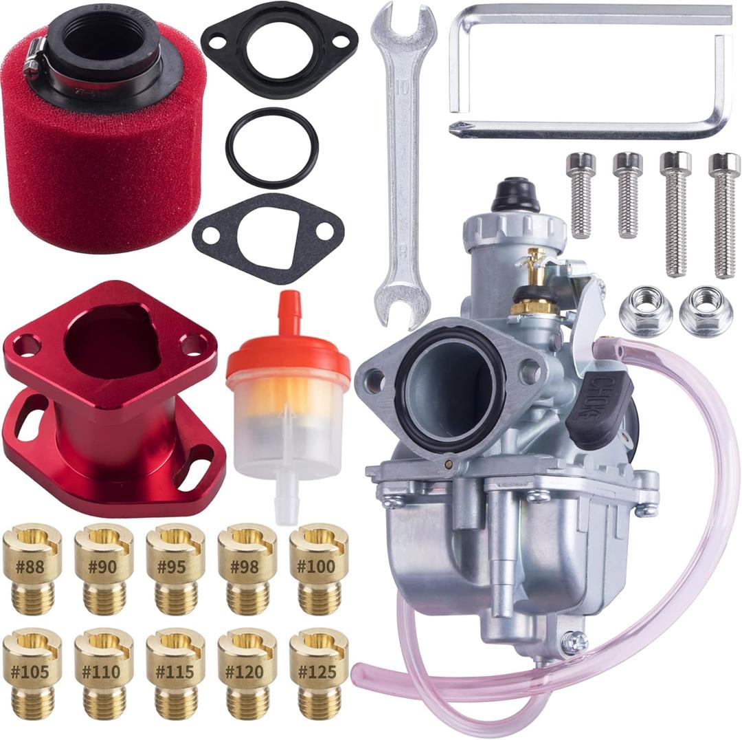ORAEVY VM22 Racing Performance Carburetor Carb Mainfold Intake Pipe Air Filter Fit For Predator 212cc GX160 Honda GX200 CT200U 196cc KT196 Clones Go Kart Mini Bike Race Kart (Red)