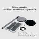 2 Sets Heavy Duty Stainless Steel Sign holder Stand, Adjustable Height 8.5 x 11 Inch Vertical Horizontal Aluminum Snap Open Frame Floor Billboard Stand .(gold, A4)