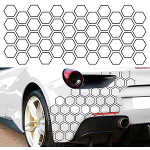 JSCARLIFE 48 Grids Honeycomb Car Decals - Waterproof PVC Body Stickers for Car, SUV, Truck & Van - DIY Decorative Graphics for Door, Hood & Side Panels (78.7x33.4inch (Black)