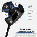 PGM 8 Piece Men’s Golf Club Set – Right Handed Complete Set with 460cc Driver, High Forgiveness Beginner Golf Set, Hybrid, Irons, Putter, Stand Bag & Headcovers - Graphite, Size: Length: Standard