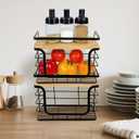 2 Pack Trash Bag Holder with Bamboo Top and Guardrail Wall Mount Stackable Standard Trash Bag Dispenser for Laundry Room Kitchen and Bathroom Organization and Storage