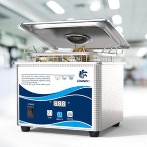 Granbo Ultrasonic Cleaner 1.3L Jewelry Cleaning Ultrasonic Machine 40kHz with Digital Timer and Degassing,110V Digital Ultrasonic Parts Cleaner for Denture Dental Oral Irrigator Parts Glasses