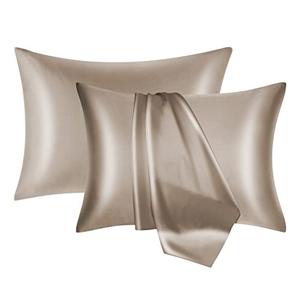 NOLRDR Mulberry Silk Pillowcase 2 Pack for Hair and Skin with Hidden Zipper,Both Sides 19 Momme Smooth (Taupe, King 20''×36'')