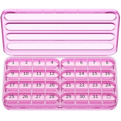 Zoksi Monthly Pill Organizer 1 Times a Day, 30 Day Pill Box Organizer,One Month Pill Case for Travel, 31 Day Daily Medcine Container for Vitamins, Supplement & Medication(Purple)