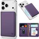 TUCCH for Magsafe Wallet with 6 Card Holders, RFID Blocking [Clear ID Window] PU Leather Men Women Folio Magnetic Phone Wallet for iPhone 17/16/15/14/13/12/Plus/Air/Pro/Pro Max Series, Dark Purple