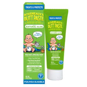 Boudreaux’s Butt Paste Diaper Rash Cream for Baby, Ointment With Natural* Aloe & Zinc Oxide, 4 oz Tube