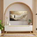 Jesus Walking on Water Canvas Wall Art Christian Walking With God Paintings Pictures Wall Decor Religious Bible Stories Printing Artwork for Living Room Bedroom Church Home Decoration Ready To Hang, 3,39ft x 19 inch