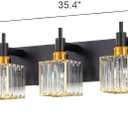Modern Crystal Bathroom Vanity Light Black Gold 5-Lights Bathroom Lighting Fixtures Over Mirror, Brass Wall Light Fixtures