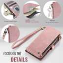 Defencase Compatible with iPhone SE 2020 2022 Case Wallet with RFID Blocking Card Holder for Women Men, PU Leather Magnetic Snap Flip Zipper Strap Wallet Phone Case Fit for iPhone SE/7/8, Rose Pink