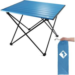 VILLEY Portable Camping Side Table, Ultralight Aluminum Folding Beach Table with Carry Bag for Outdoor Cooking, Picnic, Camp, Boat, Travel, Large 24''